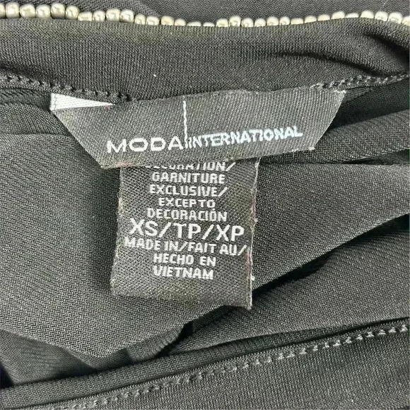 Moda International XS Black Sleeveless Dress Beaded Trim Party Cocktail - Picture 7 of 13